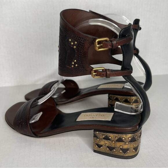 Valentino Leather Studded Ankle Cuff Sandals EU 36/US 6 - Picture 7 of 13